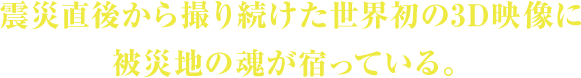 震災直後から撮り続けた世界初の3D映像に被災地の魂が宿っている。